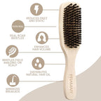 Slick Back Hair Brush Boar Bristles (Beechwood)