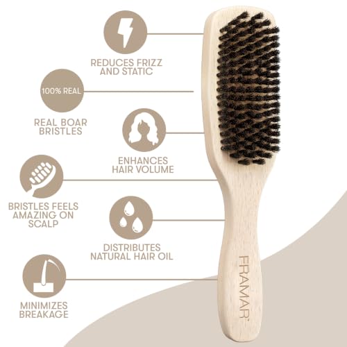 Slick Back Hair Brush Boar Bristles (Beechwood)