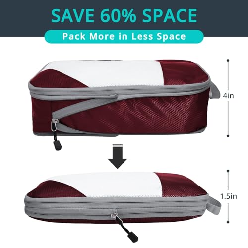 9 Set Compression Packing Cubes for Travel (Wine / 9 pcs)