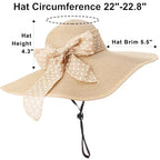 Wide Brim Sun Hat for Women Floppy Straw Hat Summer Beach Hats Fashionable Trendy Hats Sun Protection UPF 50+ (1 Pc：beige+white Dot Hat, 4.7" Brim)