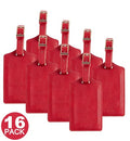 16 Pack Luggage Tags Faux Leather for Suitcases Travel Bag Labels with Protection Cover ID (Red Deep)