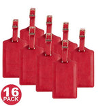 16 Pack Luggage Tags Faux Leather for Suitcases Travel Bag Labels with Protection Cover ID (Red Deep)