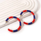 Game Day Earrings Football Baseball Earrings for Women Sports Team Heishi Hoop Earring Football Accessories Outfits Cheer Mom Essentials Fall Sports Must Haves Cheer Gifts (Red Blue)