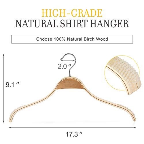 Slim Natural Wood Hangers with Extra Soft Non (Natural / 10 Pcs)
