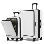 Expandable Luggage Sets (White / 20/28 Inch EXT)
