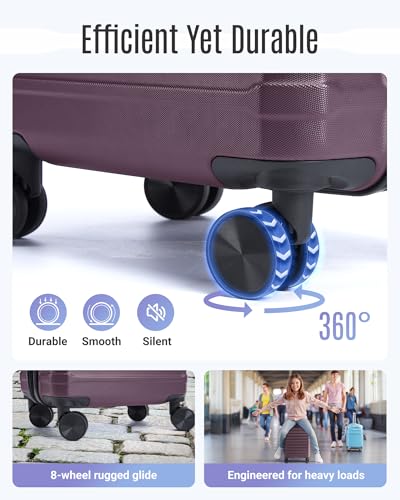 Luggage Sets 3 Pcs Suitcase with Wheels (Purple / 3-Piece Set-20 Inch/24 Inch/28 Inch)