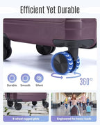 Luggage Sets 3 Pcs Suitcase with Wheels (Purple / 3-Piece Set-20 Inch/24 Inch/28 Inch)