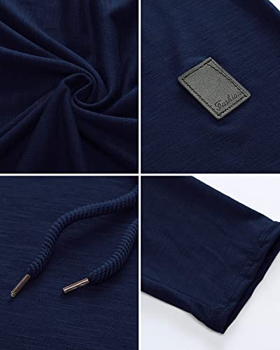 Mens Fashion Athletic Hoodies Sport Sweatshirt Solid Color Fleece Pullover Navy X (X-Large / Navy)