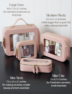 Clear Makeup Bag Travel Cosmetic Case Toiletry Bag with Zipper Make Up Case Traveling (Mauve / Dual Elegance)