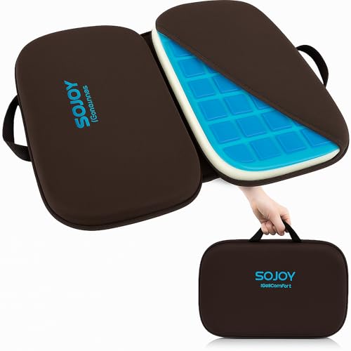 3-in-1 Foldable Gel Seat Cushion with Memory Foam Ergonomic Portable Cushion for Back Pain & Tailbone Relief - Perfect for Office Chair, Airplane Travel & Stadium Seats (18.5" x 15" x 2" Brown) (Brown)
