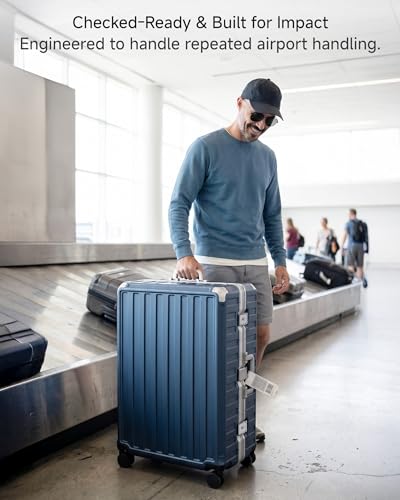28 Inch Zipperless Checked Luggage (Ocean Blue / 28 Inch)
