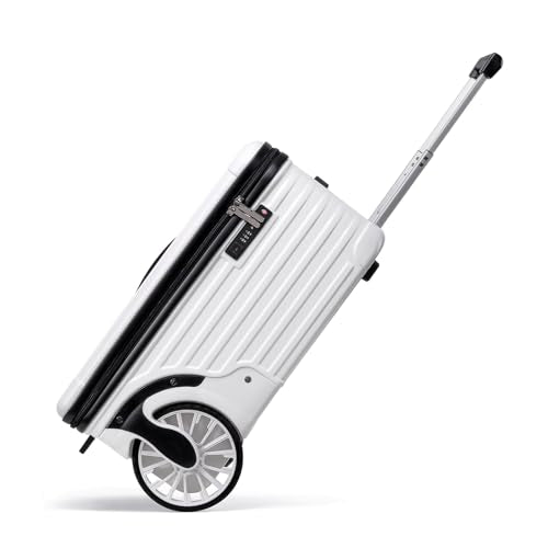 Extra Large Wheels Carry On Luggage Hard Shell Suitcase Top Opening Hardside Frame Travel Luggage with TSA Lock (White / 21-Inch)