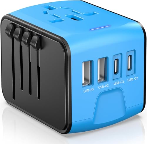 Universal Travel Adapter (2TYPE C+2USB-Sky Blue Black)