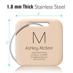 Personalized Engraved Gold Metal Luggage Tags for Suitcase (Gold / Square (2x2"))