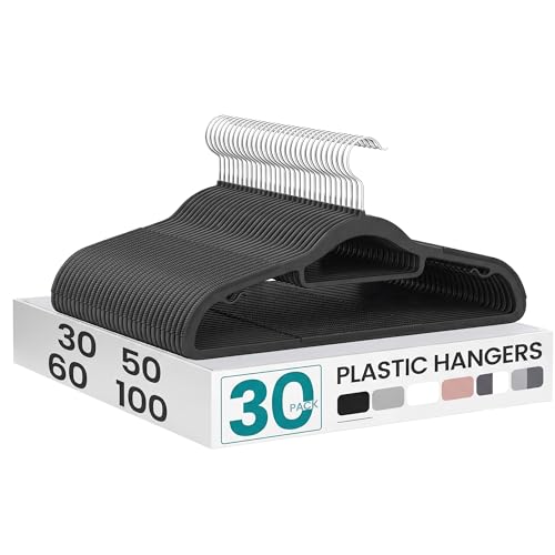 Pack of 30 Coat Hangers (30 Pack / Black)