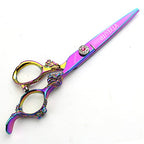 Professional 6.0 Inch Rainbow color Dragon Handle 440C Salon Hair Cutting Shear Thinning scissors (Cutting scissors)