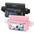IPX8 Floating Waterproof Fanny Pack Holds Phone (Black&Pink)