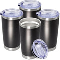 20oz Tumbler Insulated Coffee Tumblers with Lid Stainless Steel Black 4P (Black)