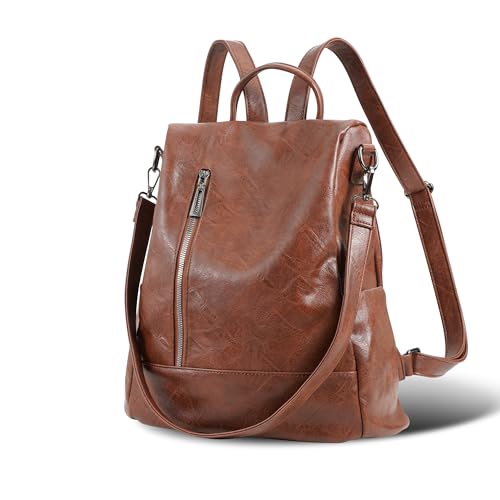 Women Backpack Purse PU Leather Anti (Tortoiseshell Brown / Medium)