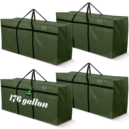 4 Pcs 176 Gallon Extra Large Moving Bags Heavy Duty Storage Bag (176 Gallon / Green)