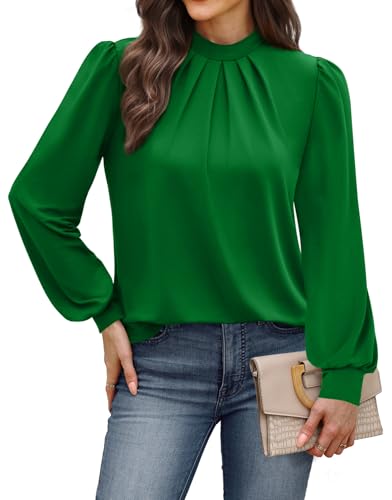 Women's Clothing Fall Outfits for Women 2026 Long Sleeve Shirts Blouses Early Fashion Fall Clothes Christmas Work Office Teacher Outfits Must Haves Green L (06 - Green / Large)