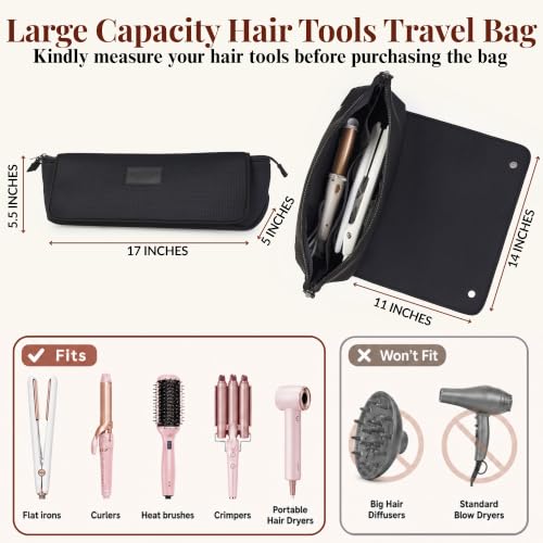 Hair Tools Travel Bag and Heat Resistant Mat (Mesh Black)
