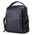 Genuine Leather Shoulder Bag for Men Messenger Briefcase CrossBody Handbag Satchel Pack Travel Work Everyday bag Black (03-black)