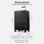 Expandable Large Checked Luggage (Jet Black / 28 Inch EXT)
