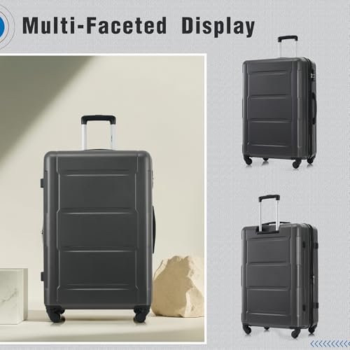 Luggage Set Expandable 2 Piece Suitcase Sets with Spinner Wheels (2-piece Set / Dark Gray(20/28+bags))
