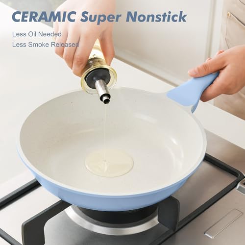 Nonstick Ceramic Frying Pan 12.5 (12.5 Inch / Glacier Blue)