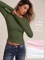 Womens Long Sleeve Shirts Basic Compression Tops ArmyGreen M (Medium / Armygreen)