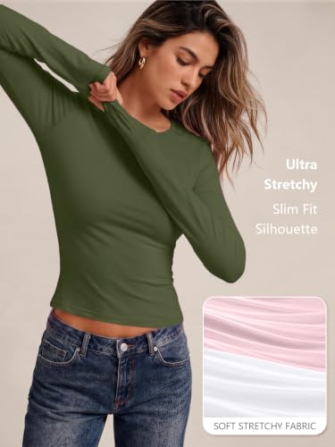 Womens Long Sleeve Shirts Basic Compression Tops ArmyGreen S (Small / Armygreen)