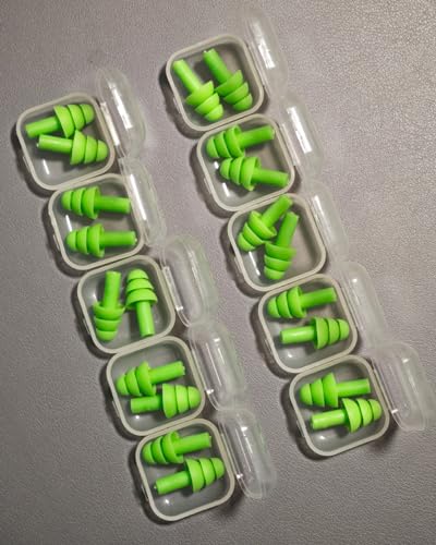 10 Pairs Noise Cancelling Ear Plugs (10 Pairs - Green)