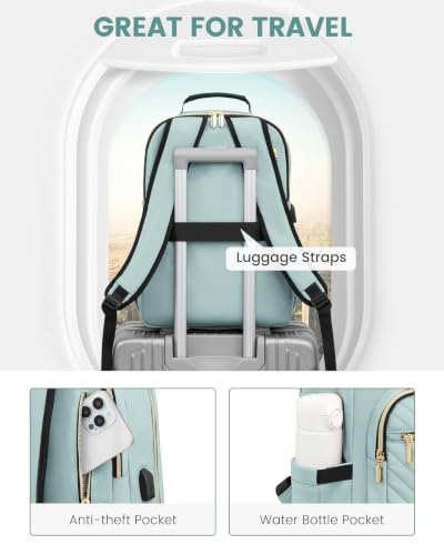 Laptop Backpack Purse for Women (Light Green / 15.6-Inch)