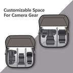 Canvas Crossbody Camera Bag with Rain Cover for Women Men (03-Gray)