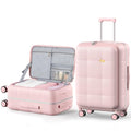 26 Inch Large Checked Luggage Hard Shell Suitcase Top Opening (26 Inch / Pink)