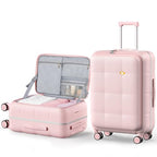 26 Inch Large Checked Luggage Hard Shell Suitcase Top Opening (26 Inch / Pink)