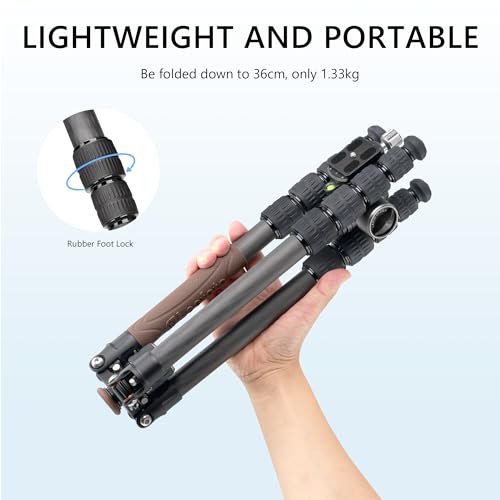 Carbon Fiber Lightweight Travel Tripod with 360° Ball Head (with Center Column, Max Load 8kg)