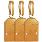 3 Pack Luggage Tags for Suitcases Bag Tag (Brown Airplane)