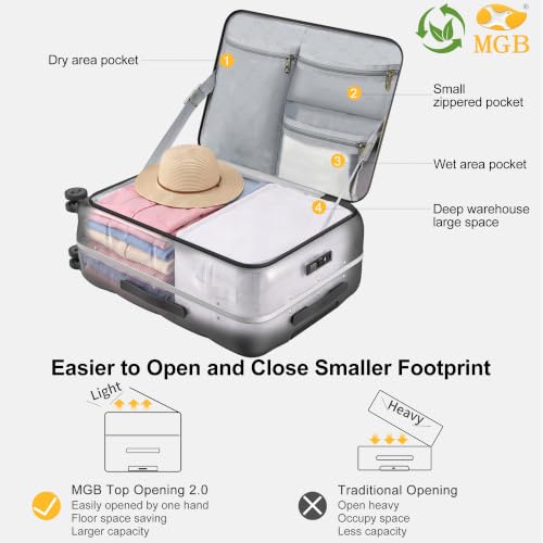 24 Inch Checked Luggage Hardside Suitcase Top Opening (24 Inch / Charcoal Grey)