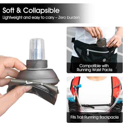 GYGYL Soft Flask Collapsible Water Bottle for Sports (2Pcs 150ml Grey)