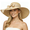 Wide Brim Sun Hat for Women Floppy Straw Hat Summer Beach Hats Fashionable Trendy Hats Sun Protection UPF 50+ (1 Pc：beige+white Dot Hat, 4.7" Brim)
