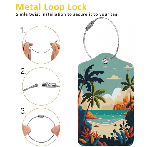 Cartoon Summer Beach 2 Pcs Luggage Tags (Cartoon Summer Beach)