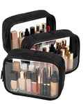 TSA Approved Toiletry Bag Clear Quart Size Travel Bags Makeup Bag (Puffer Black / 3 Pack)