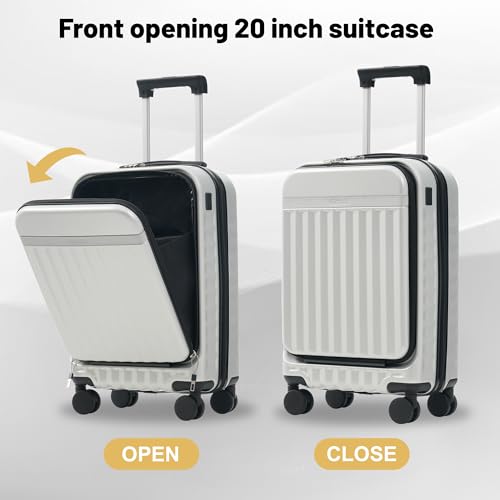 Luggage Sets Front Opening (2-piece Set / White Grey+bag)