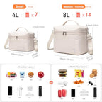 NOL 4L Insulated Lunch Bags for Women Cooler Bag Lightweight Nylon Waterproof Lunch Box For Work (Cream / Small (4 Liters))