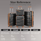 Luggage Sets 6 Piece Expandable Suitcase (Black / 6 Piece Set (14in/20in/24in/28in/DB/TB))
