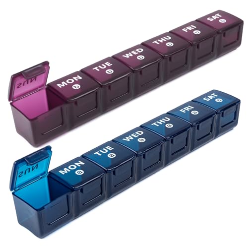 2 Pack Weekly Large Pill Organizer (Blue-purple)