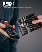 Wallet for Men RFID Blocking Genuine Leather Bifold Wallets (dark blackstripe)