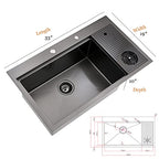 33x19 Black Drop In Kitchen Sink with Cup Washer Workstation Sink (33"L x 19"W x 10"D / Black( Glass Rinser))